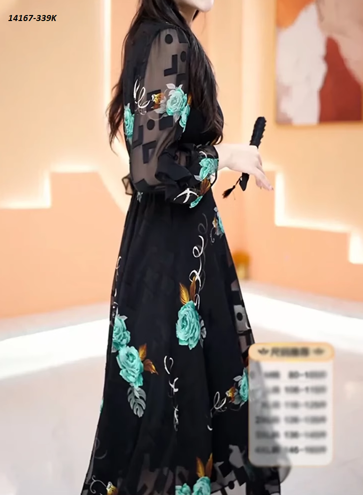 14167-Đầm voan lưới tay dài in hoa 3D (voan in, lót)FREESHIP_thumbnail_3