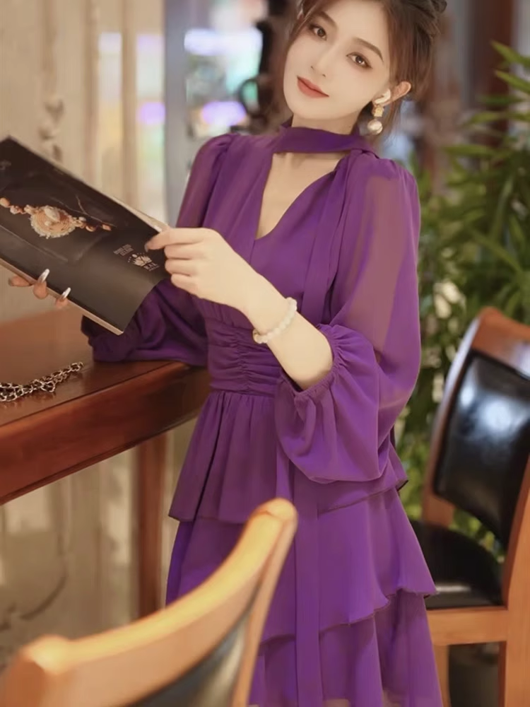 15120-Đầm voan tím tay dài  xép tầng (voan,lót)_thumbnail_1