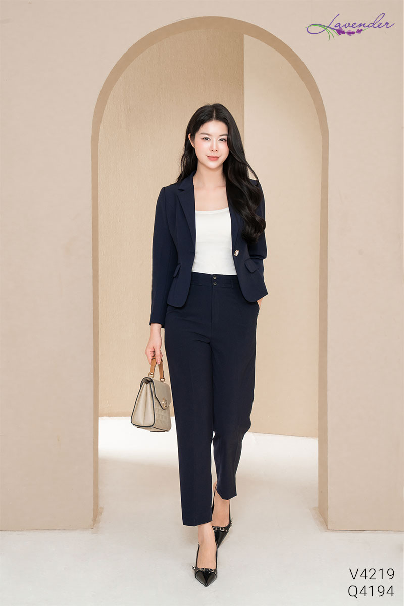 Áo vest dáng vừa 1 cúc nắp túi gập V4219