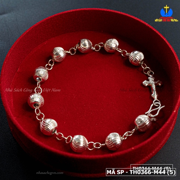 Lắc mân côi tràng hạt bạc M44 bi vân 8ly_thumbnail_2