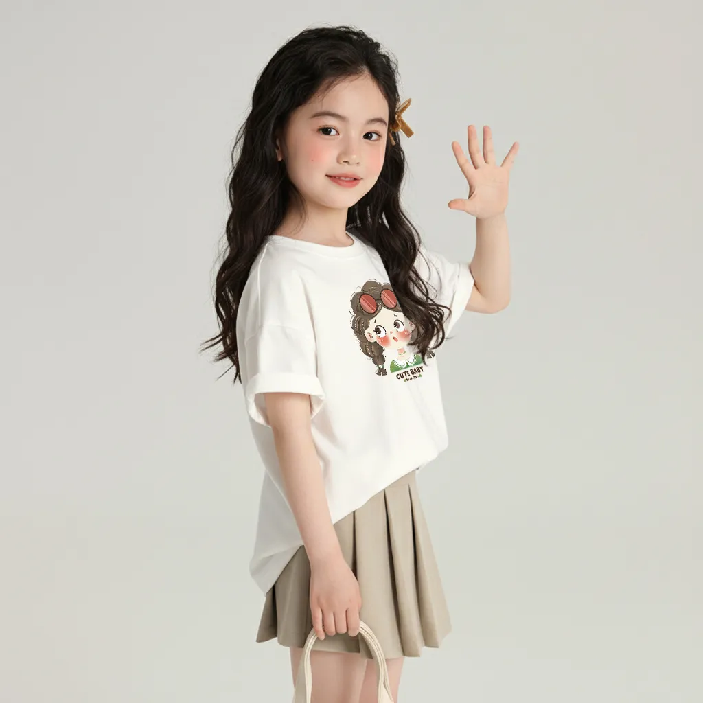 Áo thun bé gái cute baby Kado vải cotton thoáng mát thấm hút tốt thoải mái vận động in mix 2932_thumbnail_5
