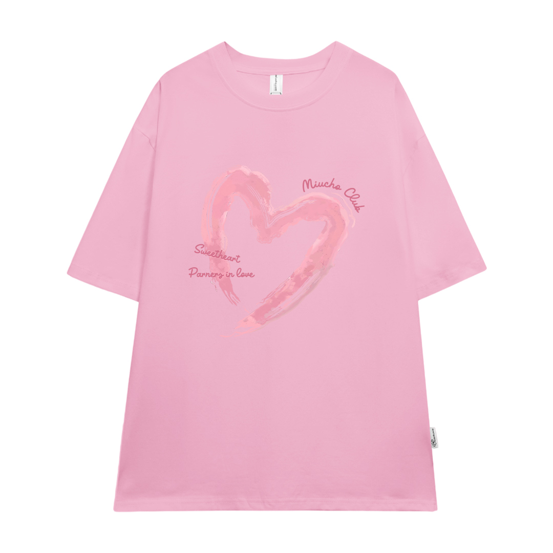 Áo thun cặp nam nữ trái tim form rộng 1941 Miucho cổ tròn vải 4c cotton 220gsm thoáng mát in mix_thumbnail_17