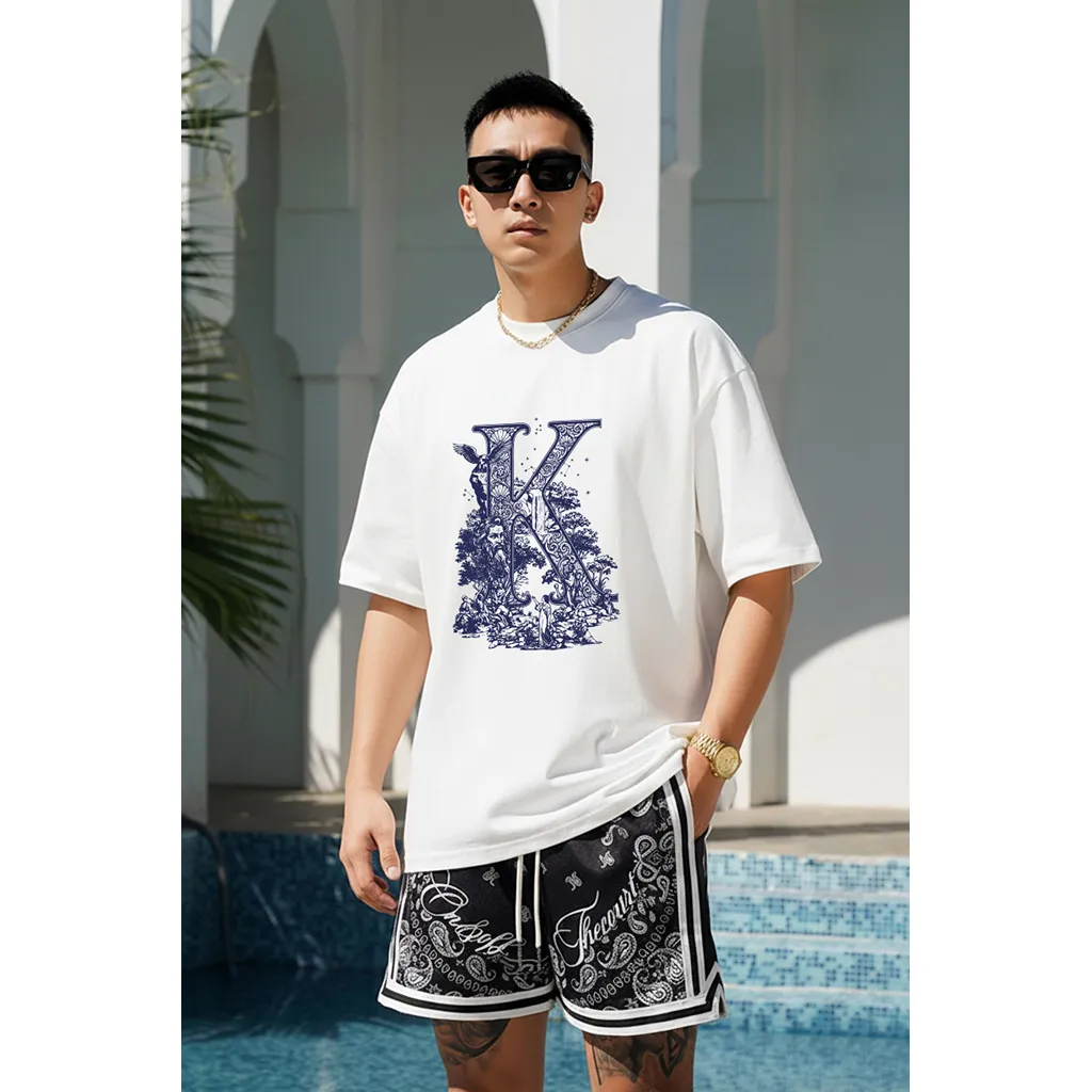 Áo thun nam oversize Miucho Iconic vải cotton thoáng mát mềm mại in chữ cái K nhiều màu 2756_thumbnail_3