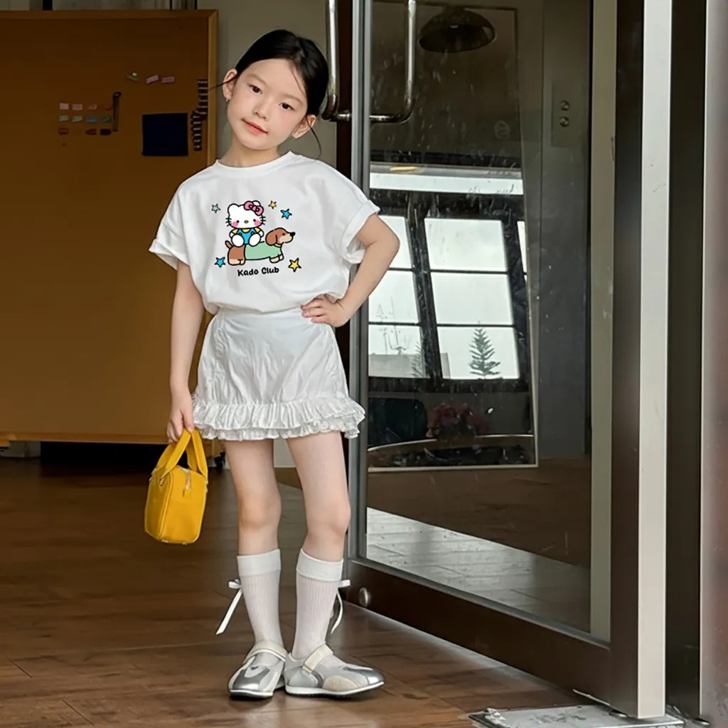 Áo thun kid Kado vải cotton cao cấp thoáng mát tay ngắn cổ tròn Kitty và cún in artwork 2882_thumbnail_5