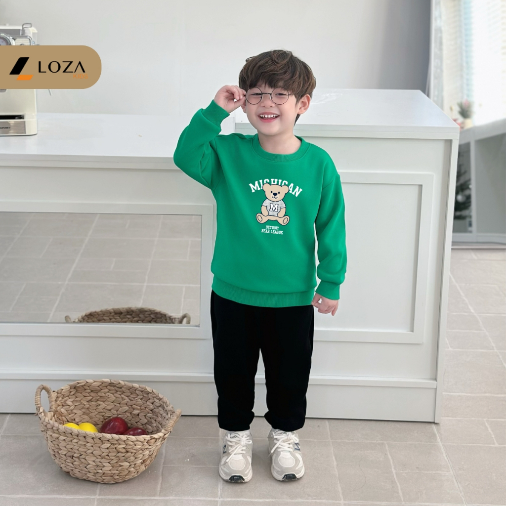 Bộ nỉ bé trai in hình gấu M - Loza Kids BI554_thumbnail_0