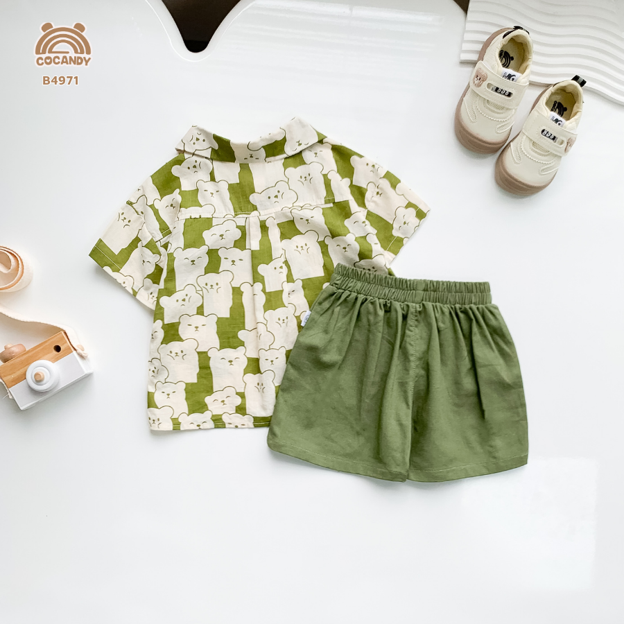 Bộ cộc XANH RÊU họa tiết gấu phối túi gấu_thumbnail_2