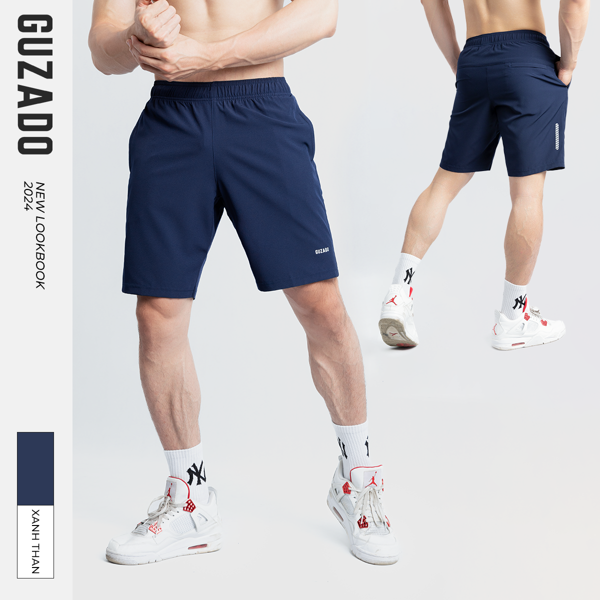 Quần Đùi Nam GUZADO Vải Gió Thể Thao Cạp Chun Co Giãn GSR01_thumbnail_7