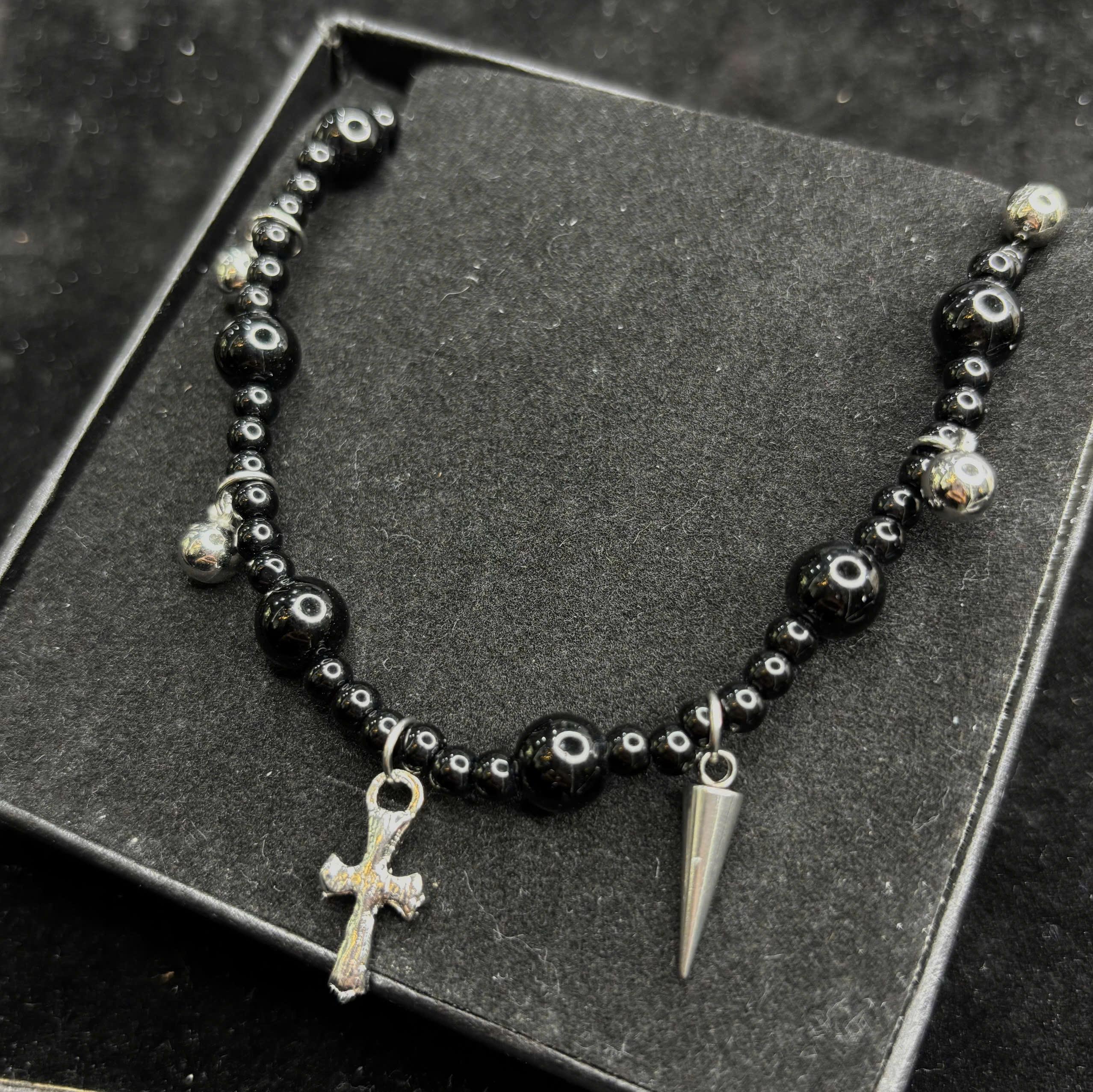 Vòng cổ 3 vòng chuỗi đá đen mix charm thánh giá_thumbnail_3