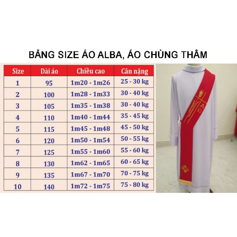 Áo alba - Áo lễ Linh mục, phó tế - Quà tặng Công Giáo NS214_thumbnail_1