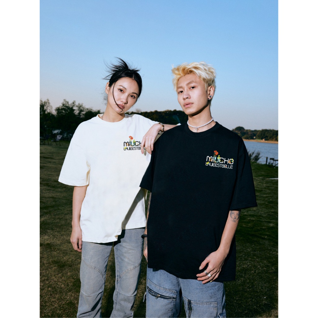 Áo thun form rộng unisex local brand ATD1078 Miucho tay lỡ cổ tròn in mix_thumbnail_5