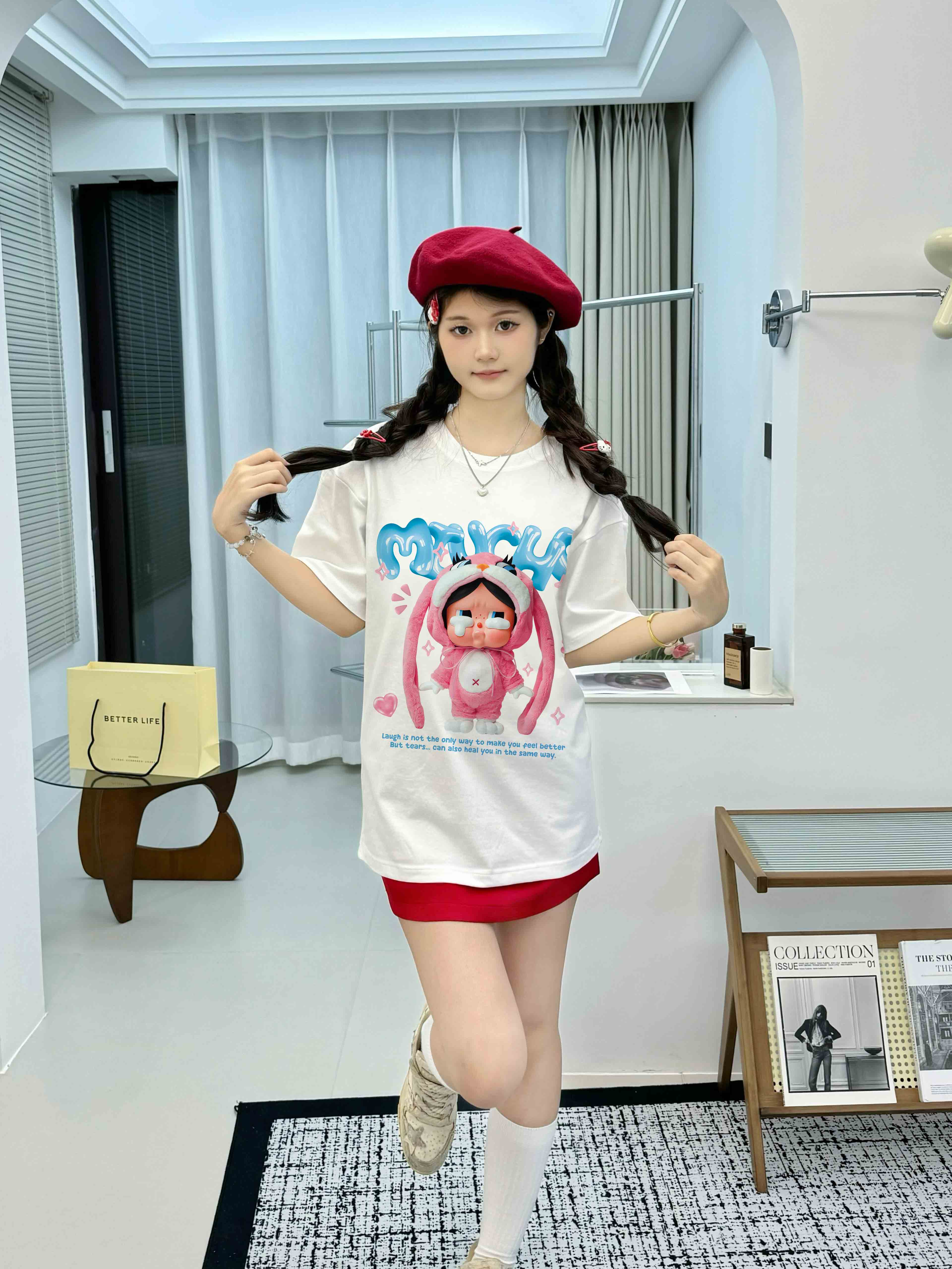 Áo thun CRY BABY nhiều màu ATD1335 Miucho form rộng vải cotton in mix_thumbnail_2