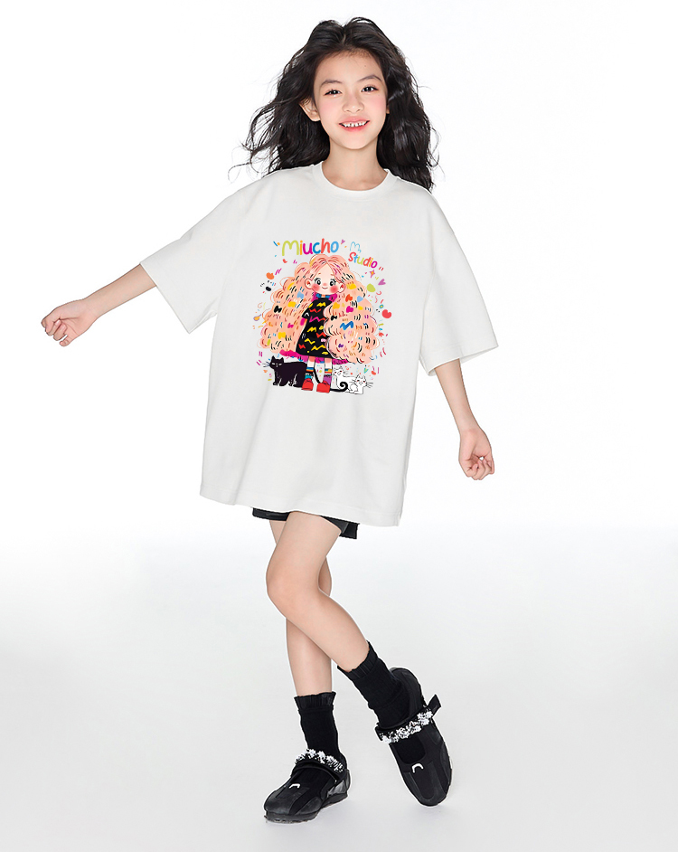 Áo thun bé gái form rộng chất vải cotton thoáng mát AED1544 Miucho Kid in artwork_thumbnail_2
