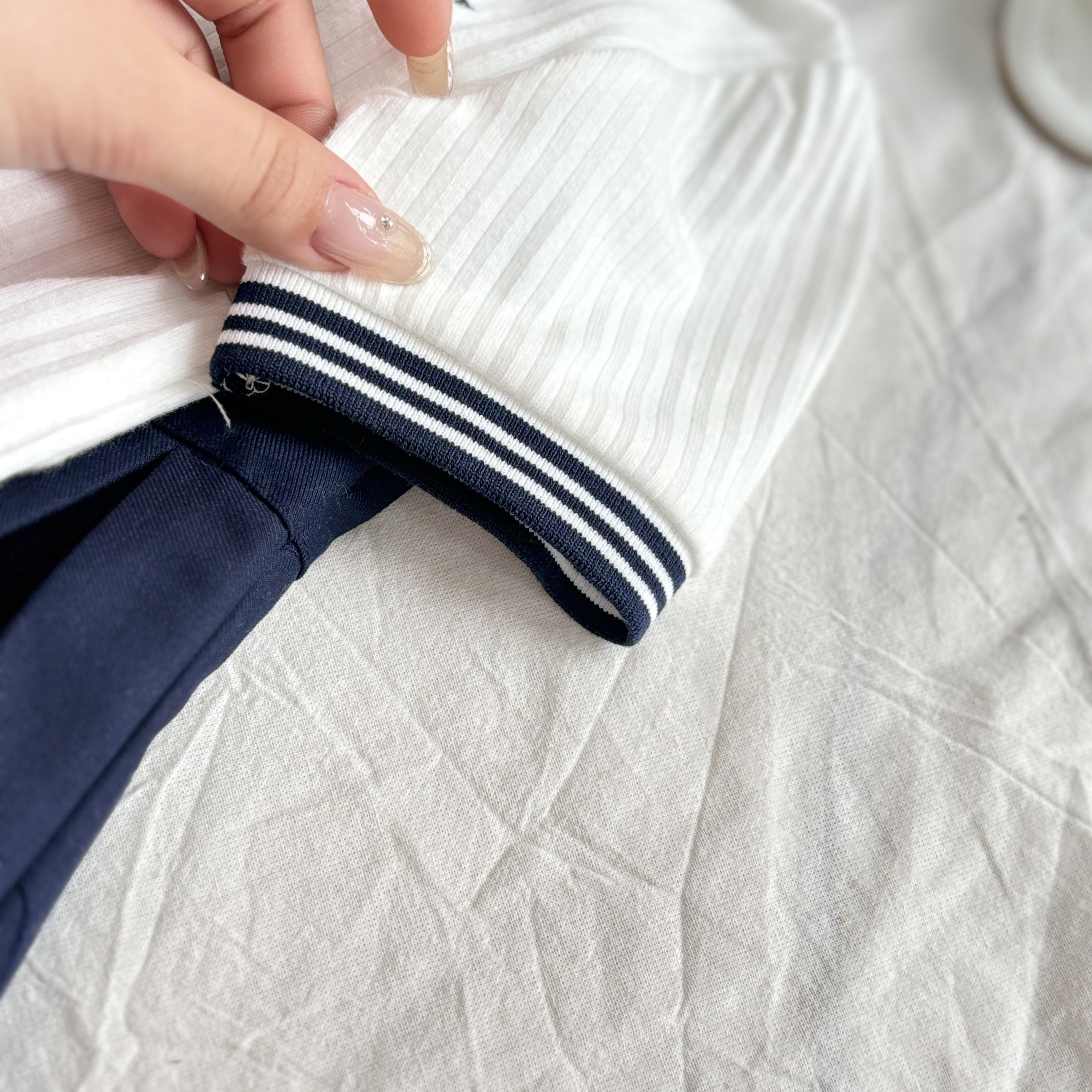 (A12) Áo thun cổ Polo kẻ xanh than siêu yêu cho bé gái mẫu hè 2025_thumbnail_5