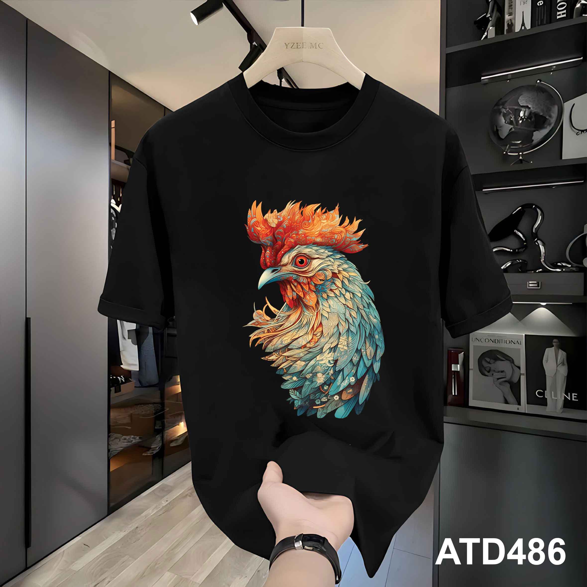 Áo thun nam form rộng 12 con giáp tuổi Dậu ATD486 Miucho Iconic cotton cổ tròn in graphic