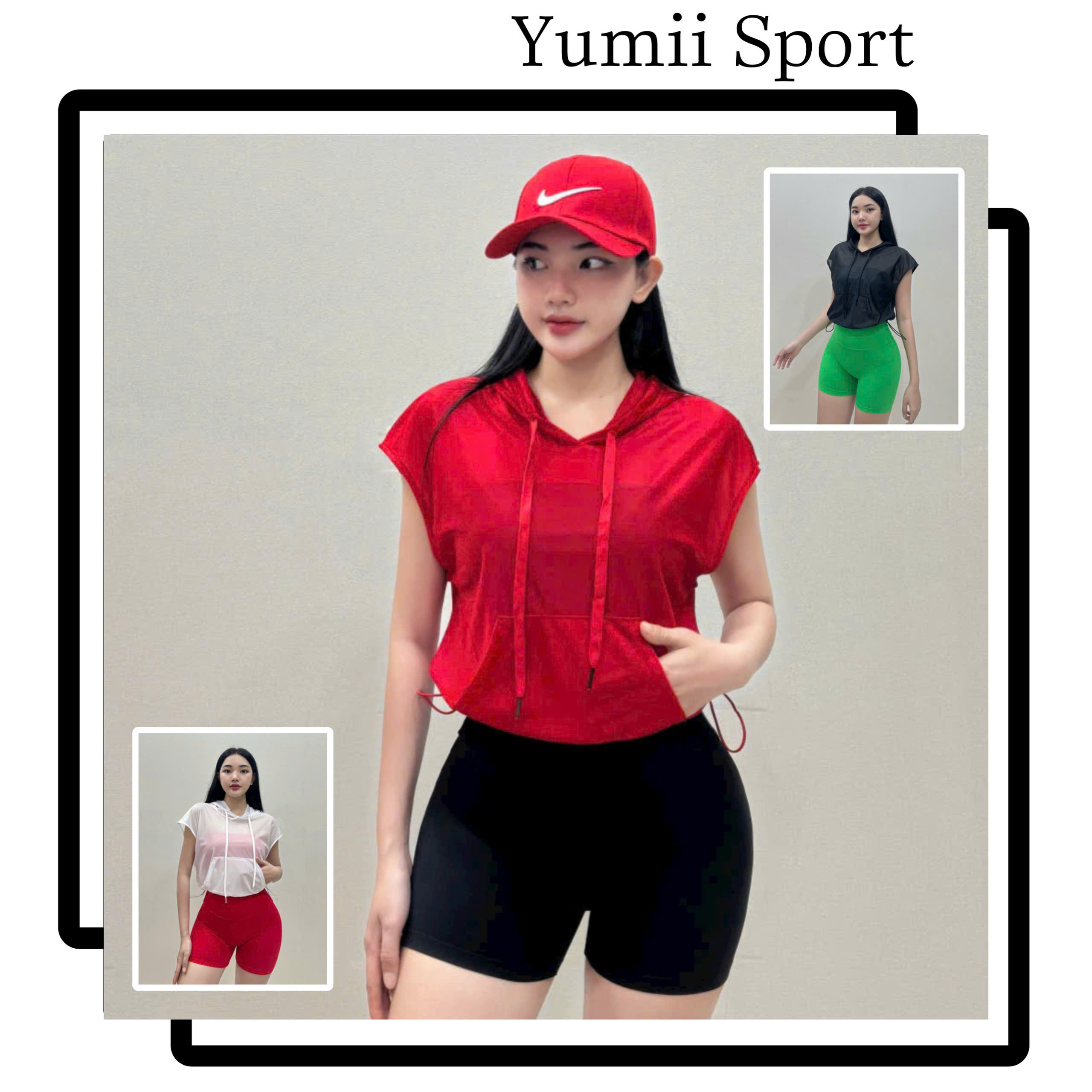 Áo Tank Thể Thao Dáng Croptop Có Nón Tay Ngắn Lưới Mè