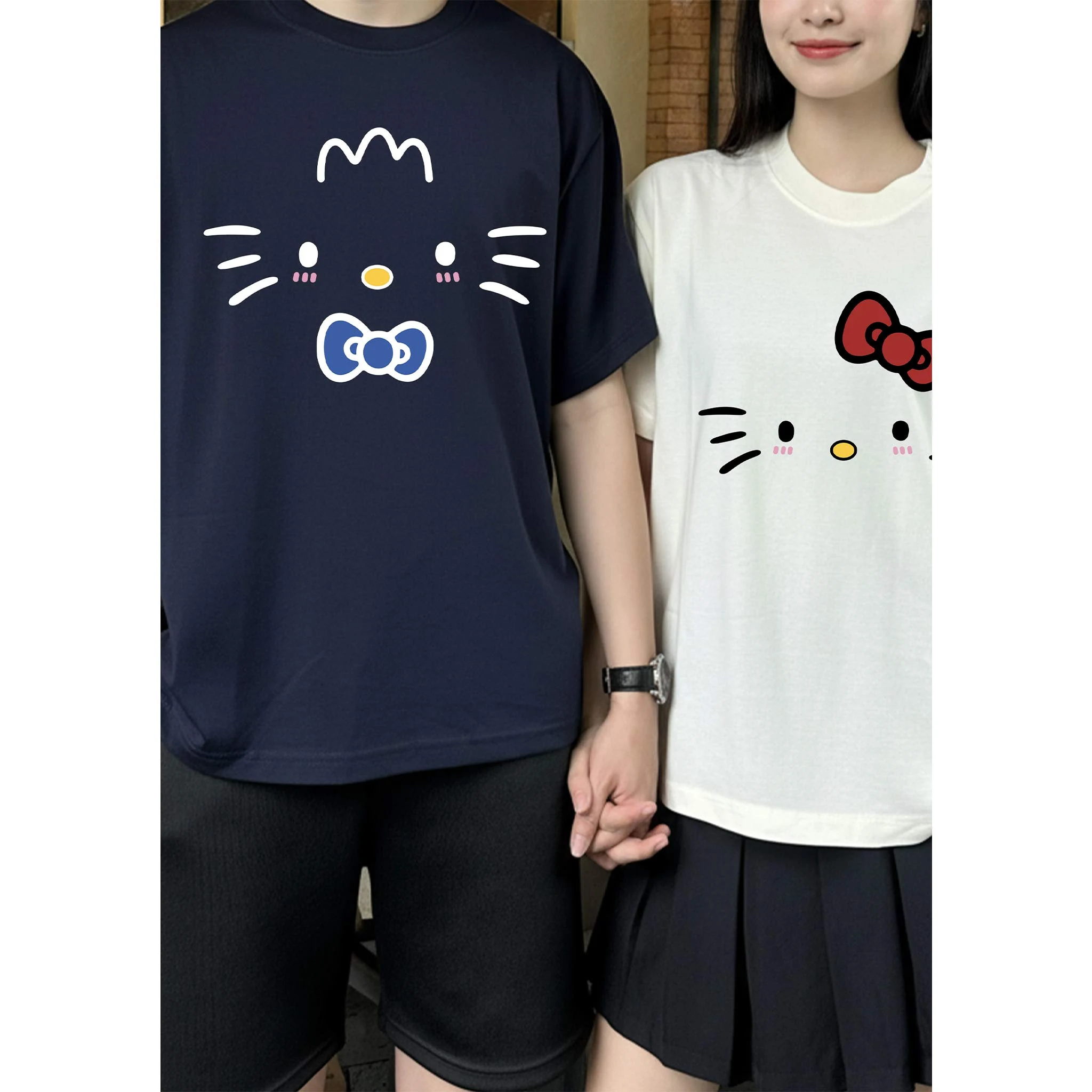 Áo thun couple form boxy Miucho vải cotton thoáng mát dày dặn hình Hello Kitty 2777_thumbnail_2