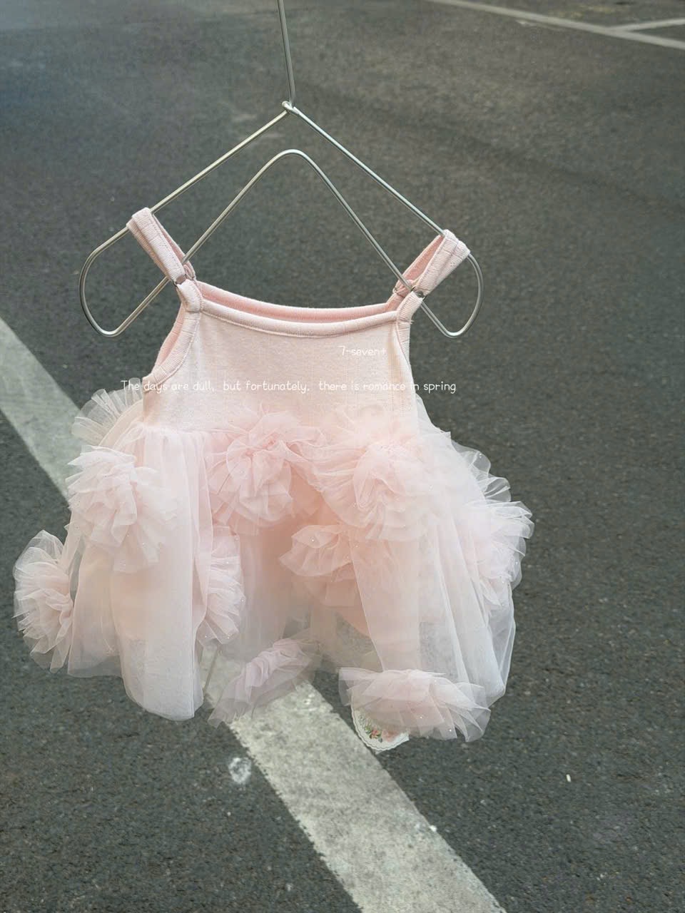 (H100) Áo 2 dây voan hồng phấn hãng Seven