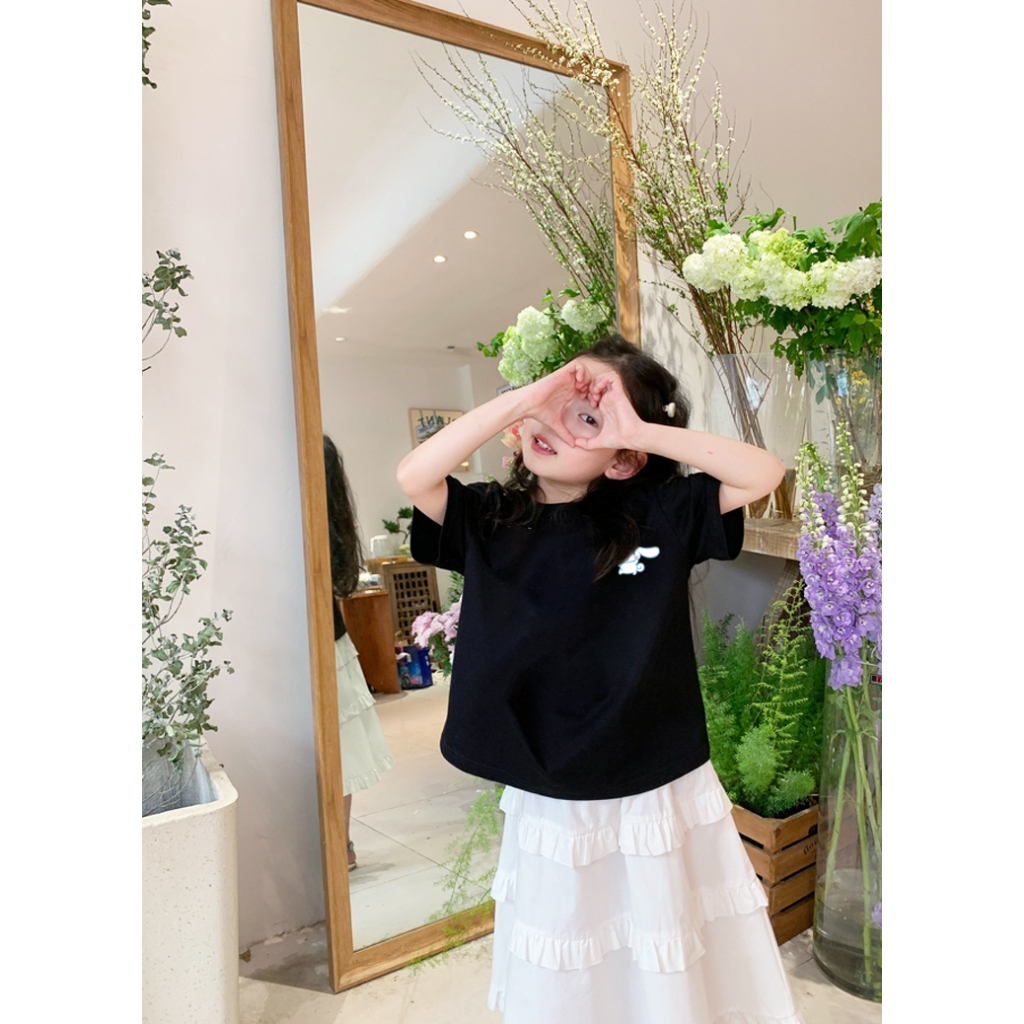 Áo thun bé gái dễ thương cho bé form rộng AED693 Miucho Kid 100% vải cotton thoáng mát basic_thumbnail_2