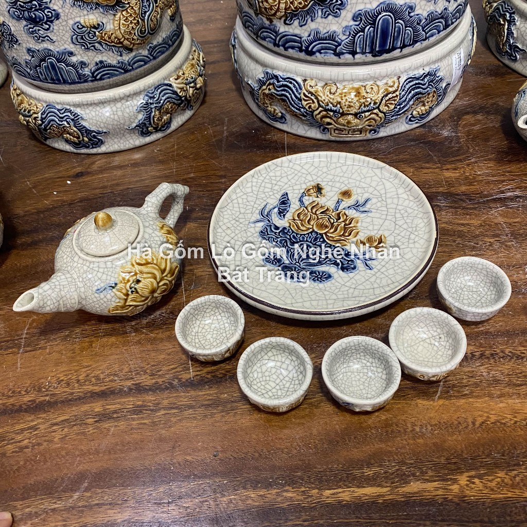 Ấm Chén Thờ Cúng Men Rạn Bát Tràng - hàng chuẩn Bát Tràng - Nghệ nhân chế tác_thumbnail_1