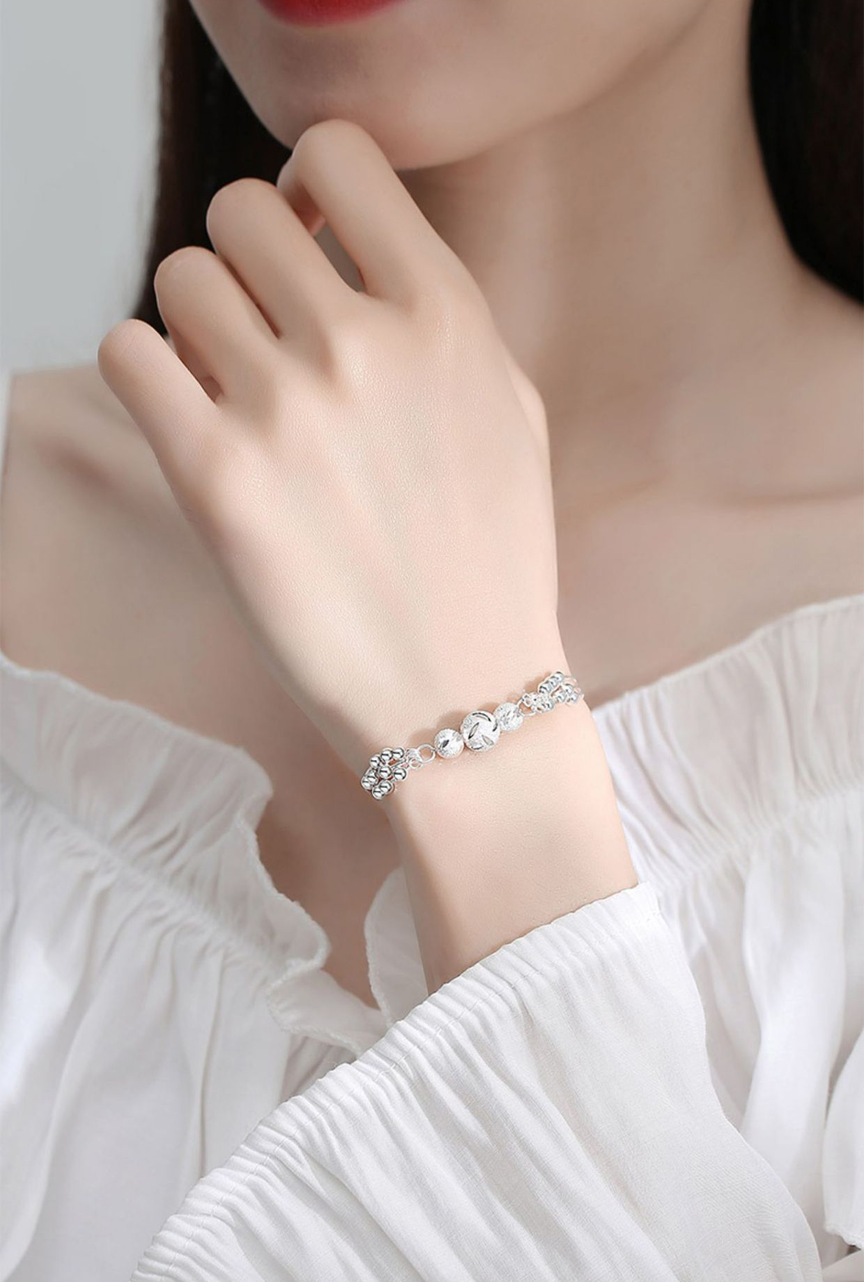Vòng Tay Xi Bạc Moonlight – Thiết Kế Hạt Tròn Khắc Tinh Xảo_thumbnail_5