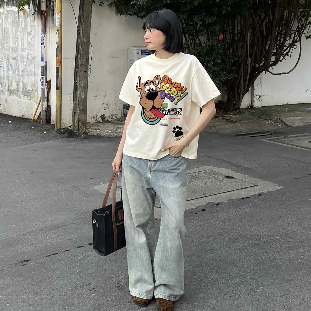 Áo thun boxy hoạt hình AXD2460 Miucho cổ tròn chất vải cotton 2 chiều cao cấp dày dặn in mix_thumbnail_5