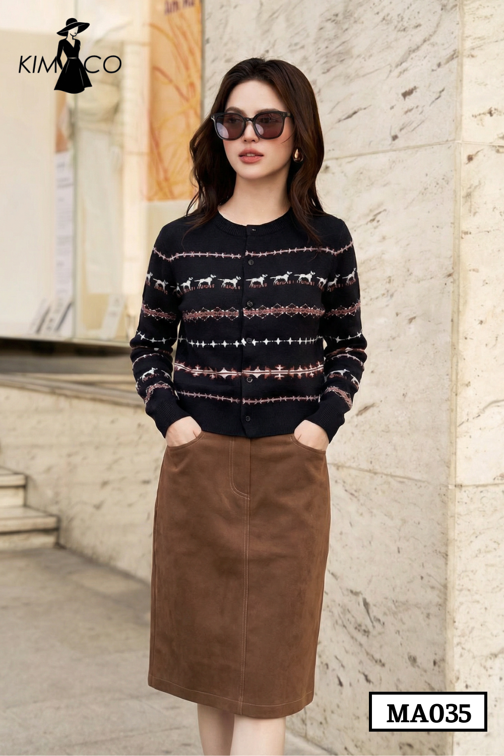 Áo Noir Reindeer Knit Cardigan - MA035
