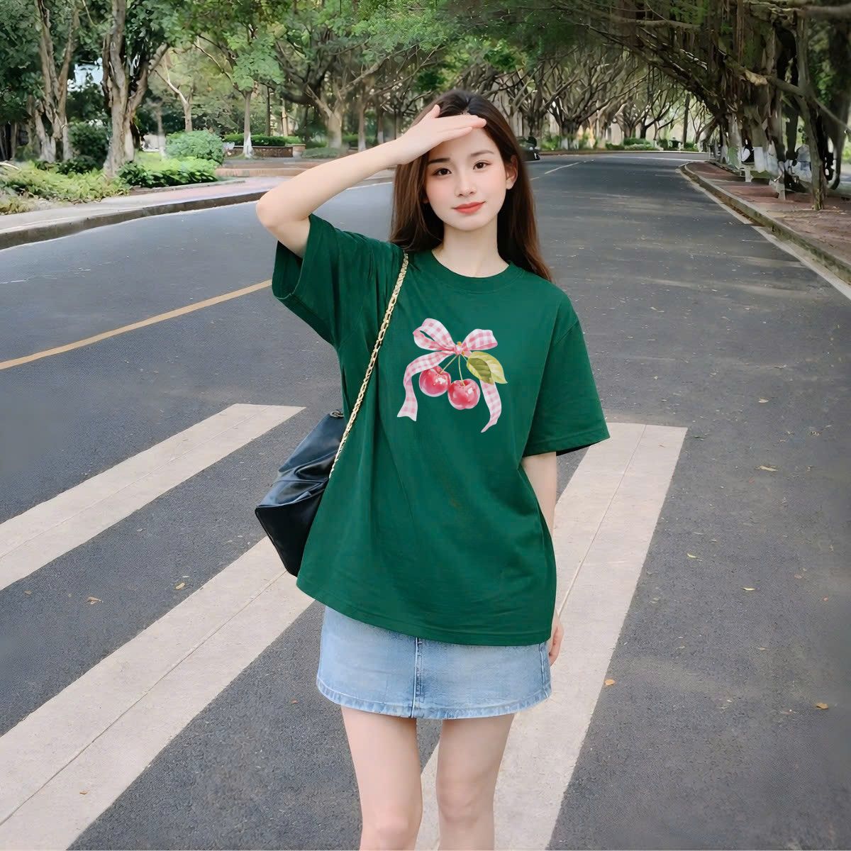Áo thun unisex UX30-1169 hình nơ cherry hồng dáng oversized local brand WETEE_thumbnail_10