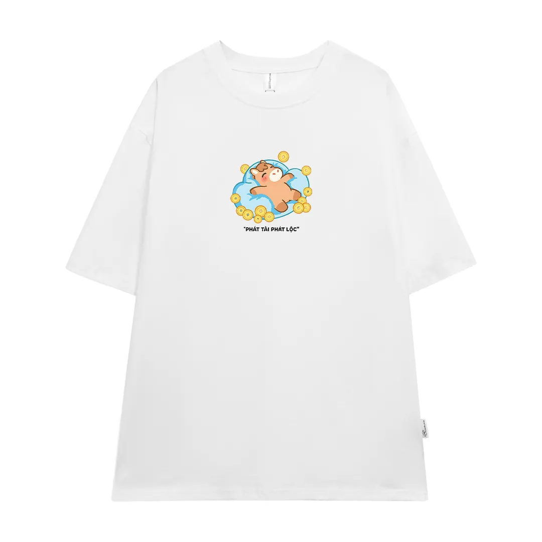 Áo thun form rộng unisex Miucho vải mềm mại tôn dáng thoáng mát Phát Tài Phát Lộc 2918_thumbnail_0