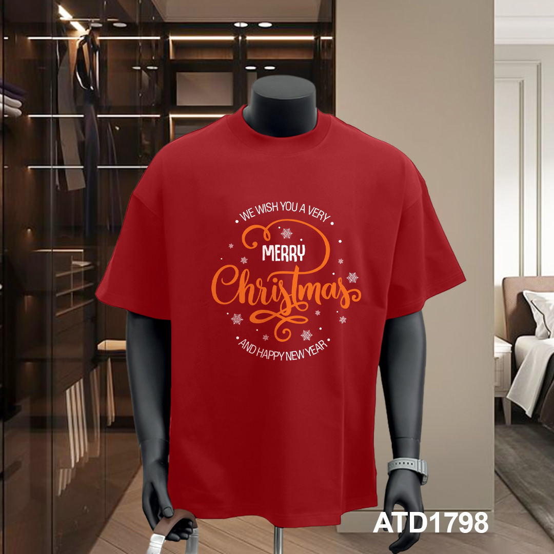 Áo phông nam giáng sinh noel form rộng cổ tròn vải cotton thoáng mát 1798 Miucho Iconic in typography_thumbnail_9