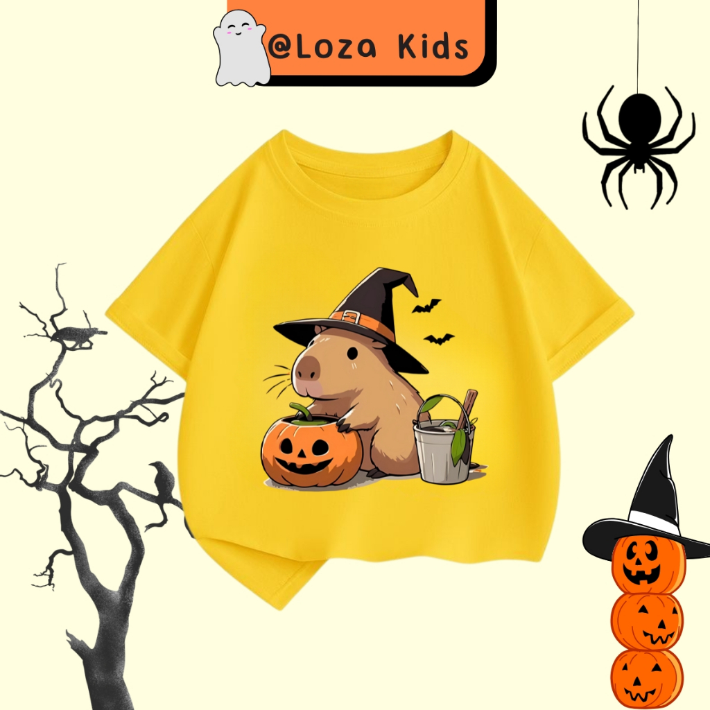 Áo thun Capybara Halloween cho bé trai và bé gái - Áo phông trẻ em Loza Kids- AT2845_thumbnail_4