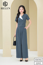 SET sơ mi phối cổ trắng  đính cúc bọc +quần suông màu ghi SET302Q_thumbnail_2