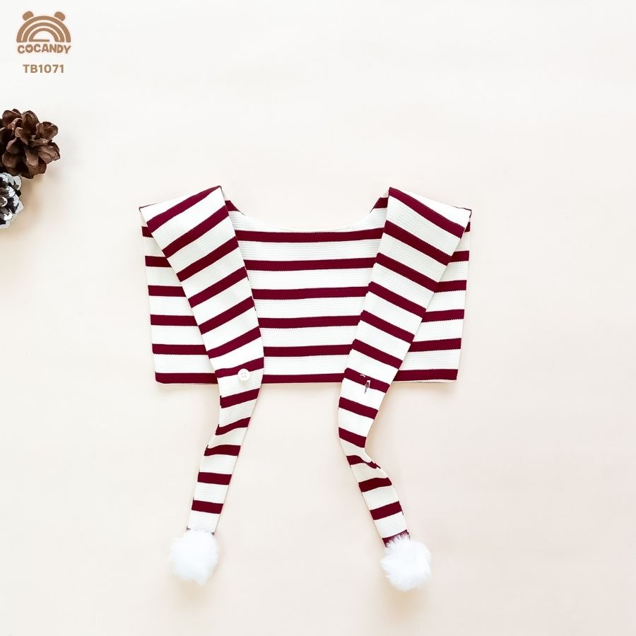 Turban kẻ ĐỎ BE quả bông