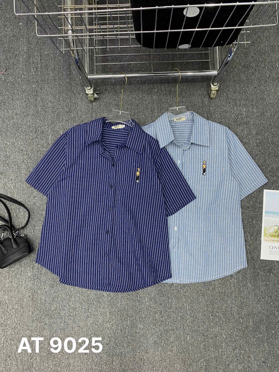 Áo sơ mi sọc tay ngắn bigsize AT9025 dành cho nàng mũm mĩm từ 55-90kg