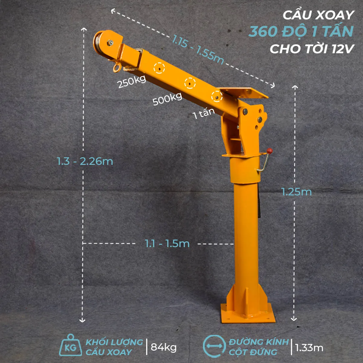 Khung Cẩu Xoay 360 Độ Tải Trọng 500kg Gắn Các Máy Tời_thumbnail_7