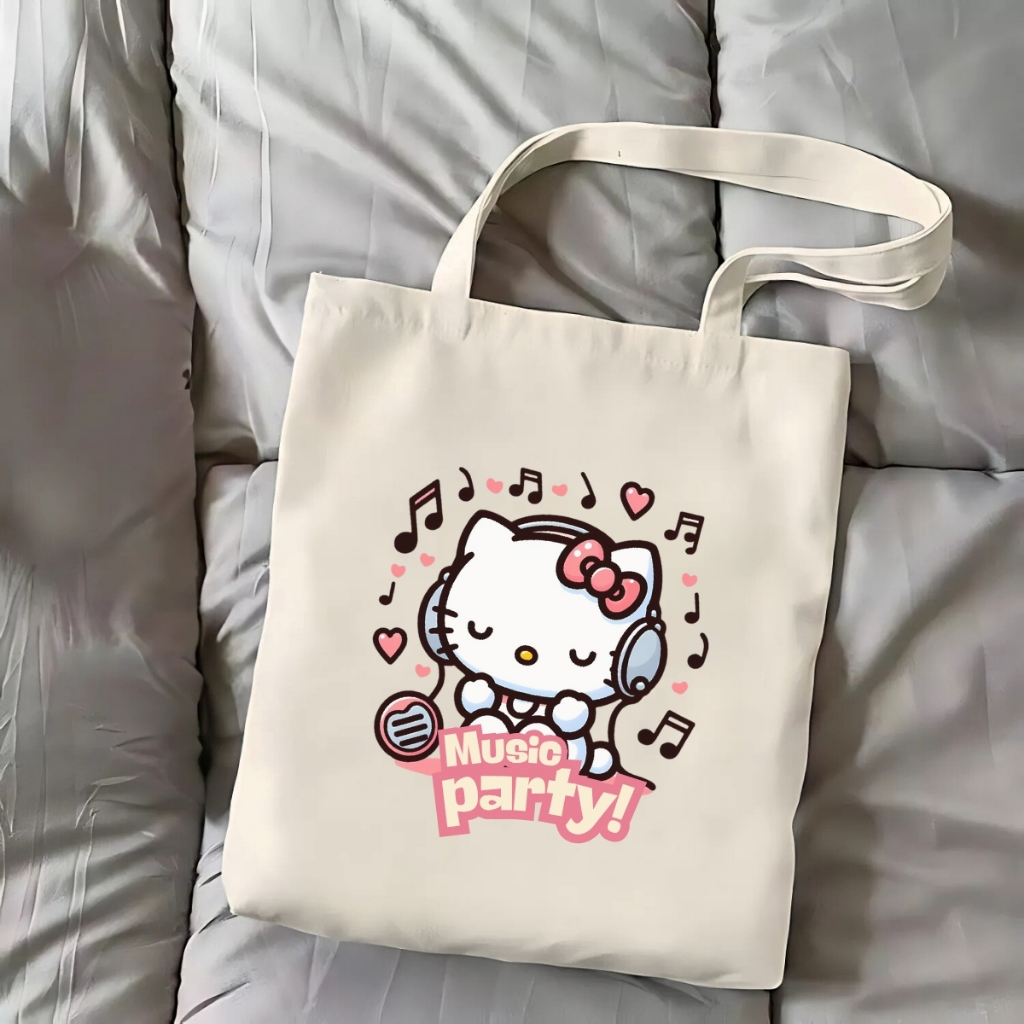 Túi tote vải canvas đeo vai hình HELLO KITTY dễ thương, có khóa kéo và ngăn phụ - WTU03_thumbnail_11