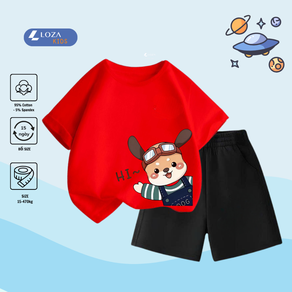 Bộ đồ  bé trai in hình gấu Hi -  Loza Kids SB235_thumbnail_11