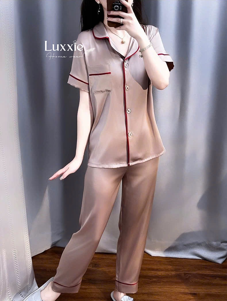 N114B Pijama lụa trơn bo viền chỉ cộc tay_thumbnail_14