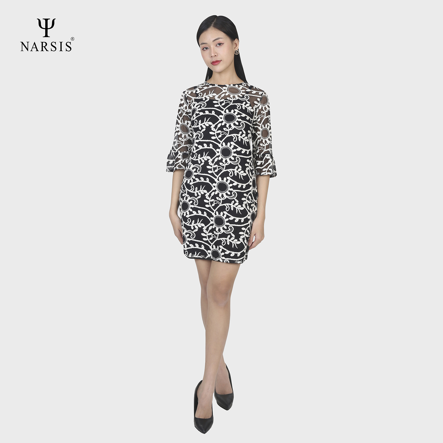 VÁY NỮ B9005 NARSIS VẢI REN THOÁNG MÁT, SANG TRỌNG, PHONG CÁCH THANH LỊCH, TINH TẾ_thumbnail_2