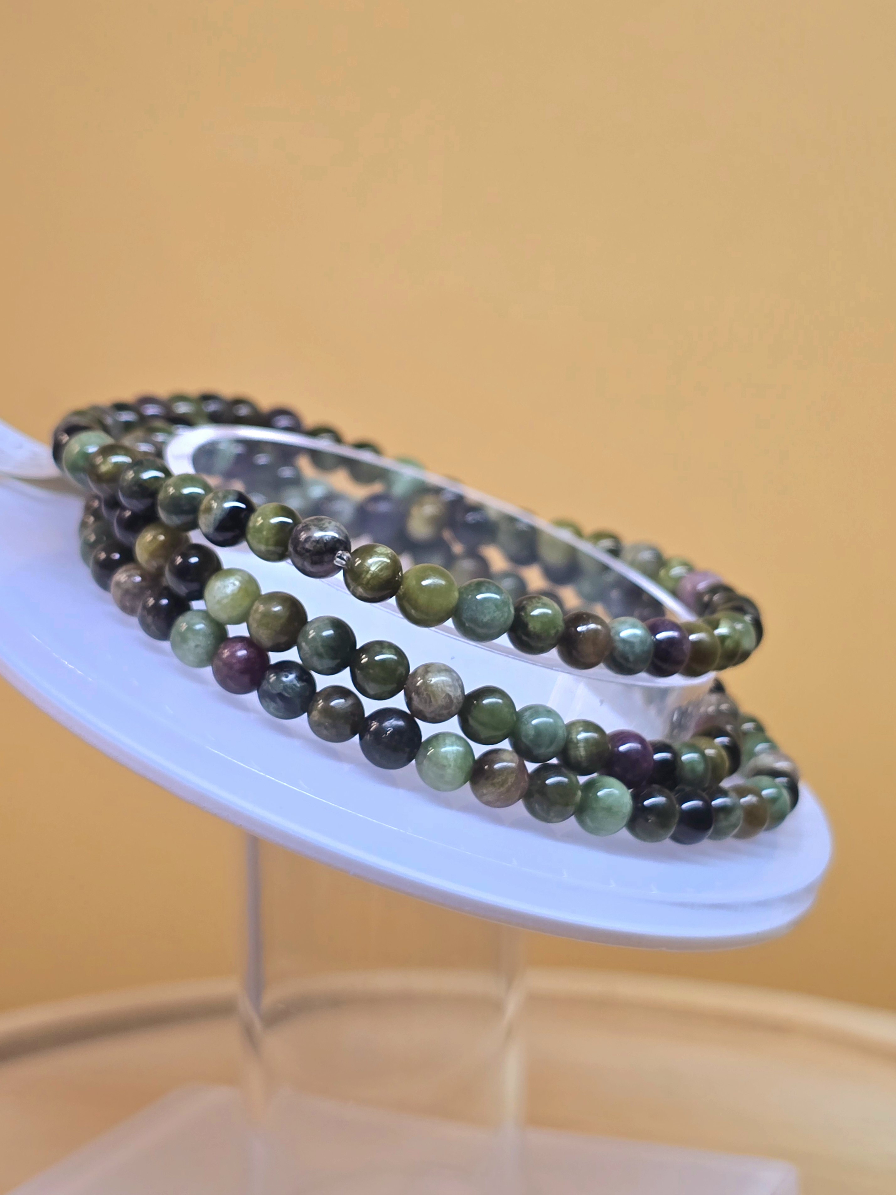 Vòng Chuỗi Quấn 3 Tourmaline Xanh Có Hiệu Ứng Mắt Mèo Premium_thumbnail_2