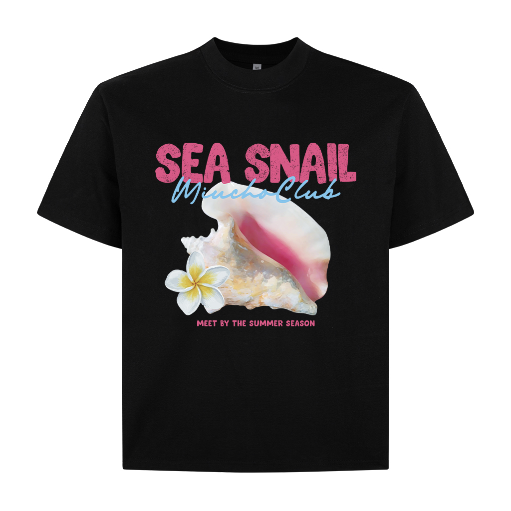 Áo thun boxy hè biển 2235 Miucho cổ tròn chất vải cotton 2c 250gsm đứng form dày dặn in mix