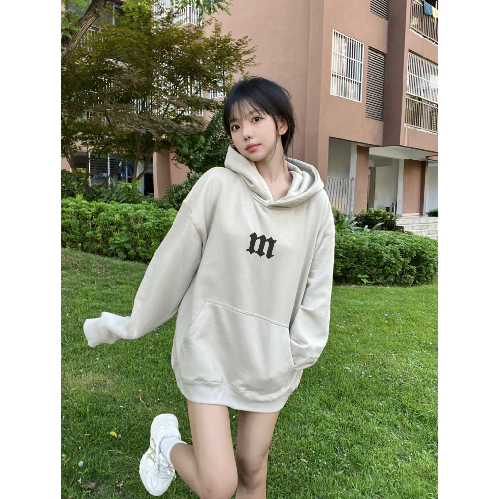 Áo hoodie nữ form rộng HDD281 Miucho chân cua dày dặn in typography_thumbnail_2