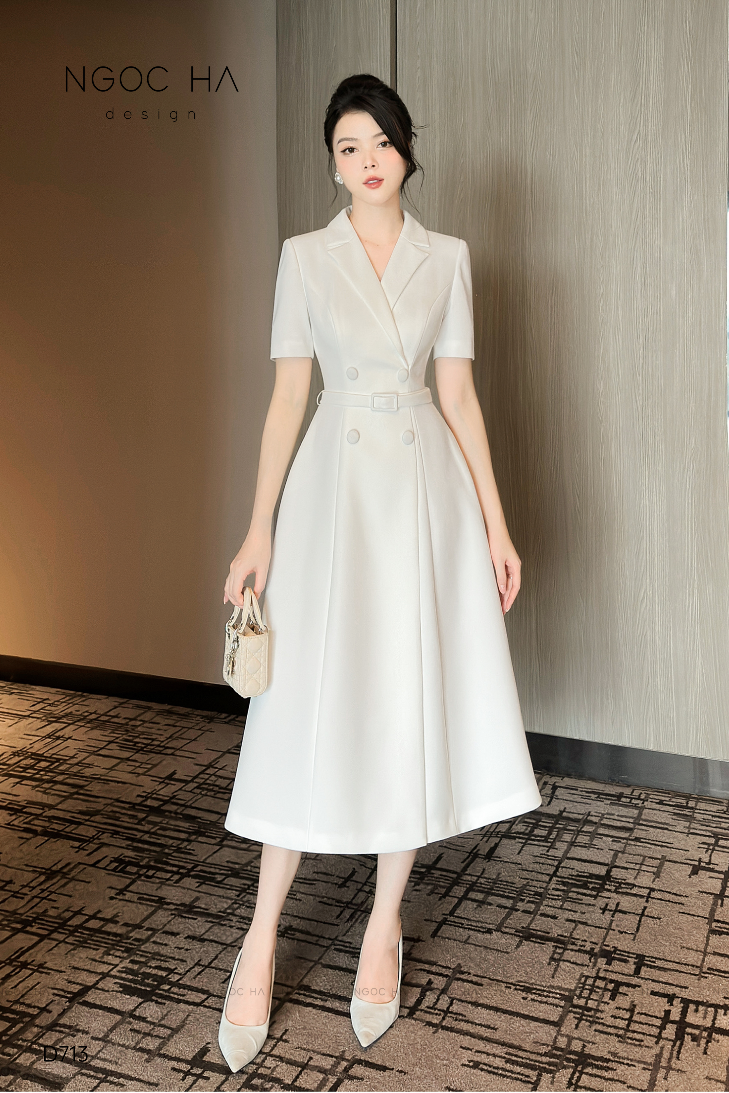 Irene Dress - Đầm Vest Dáng Xòe Kèm Đai D713