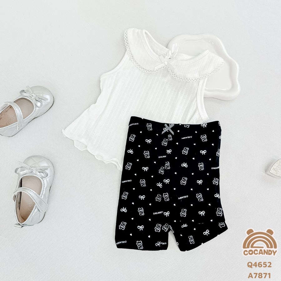 Set quần legging cộc ĐEN GHI hình thỏ nơ_thumbnail_4