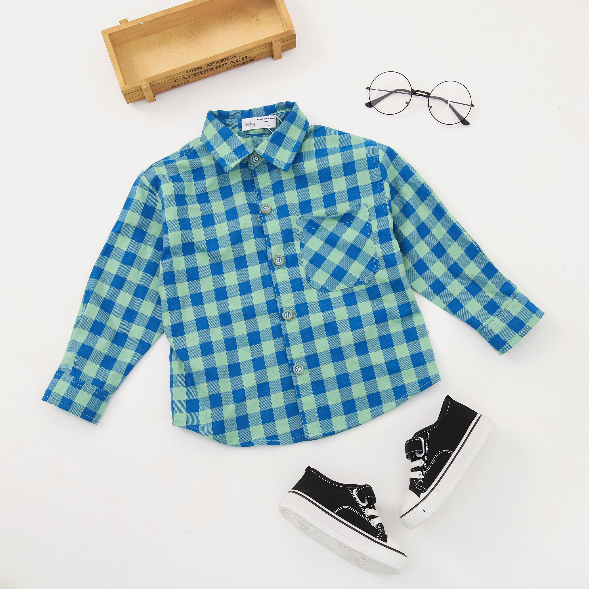 Áo sơ mi kẻ dài tay phối túi_thumbnail_1