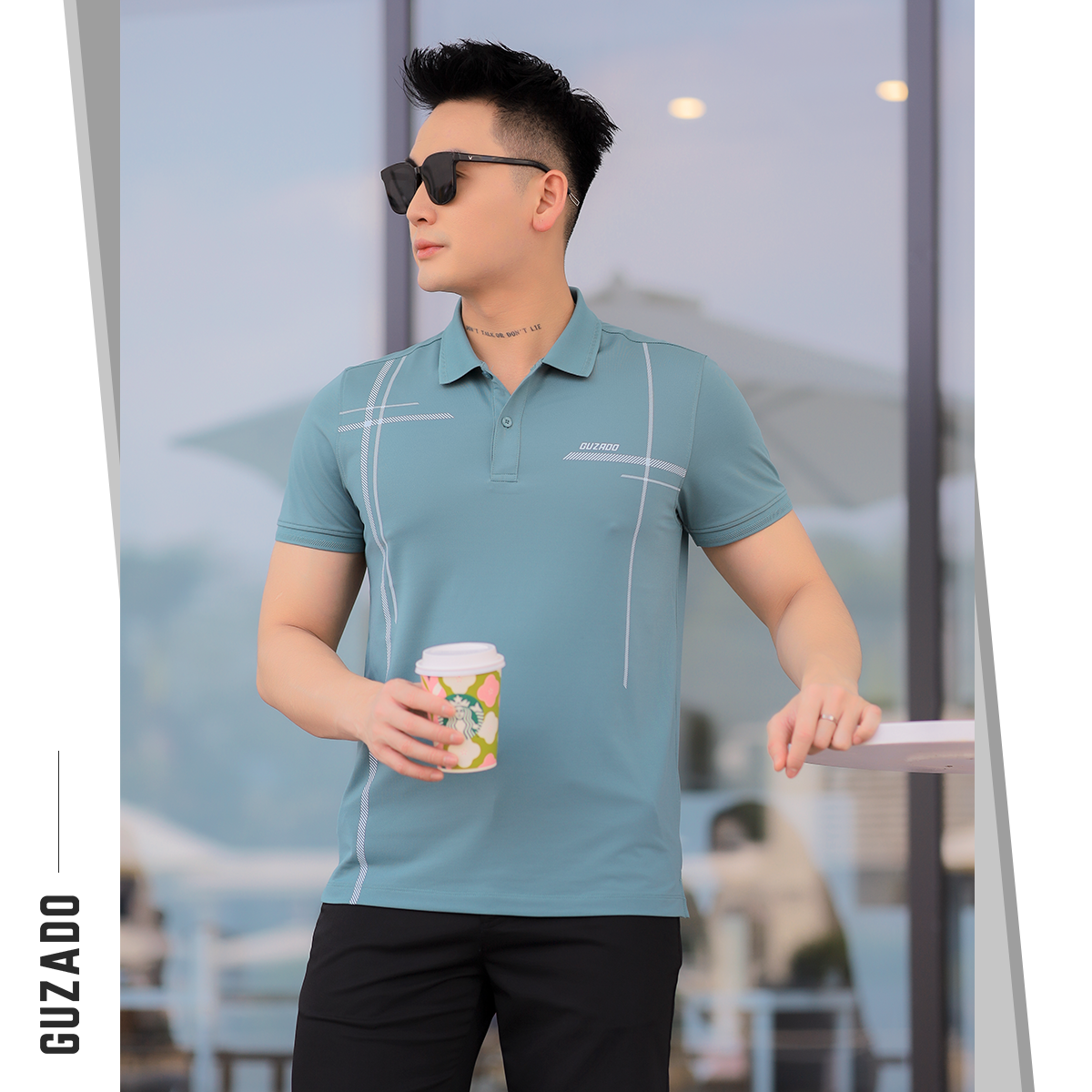 Áo Polo Nam GUZADO Sọc Thể Thao Nam Tính Sang Trọng GPS209