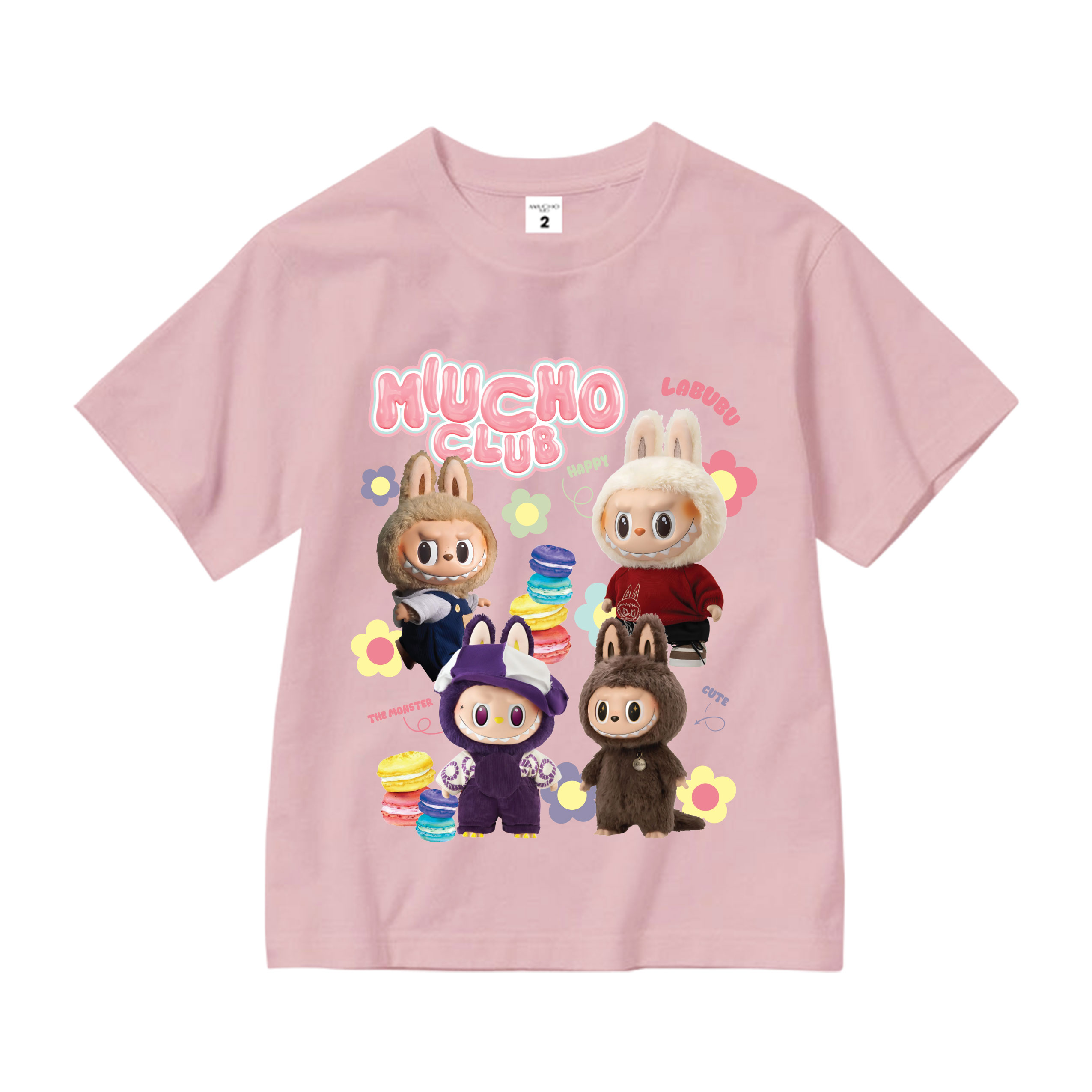Áo thun bé gái labubu dễ thương nhiều màu sắc AED1464 Miucho Kid vải cotton thoáng mát cổ tròn in graphic_thumbnail_8