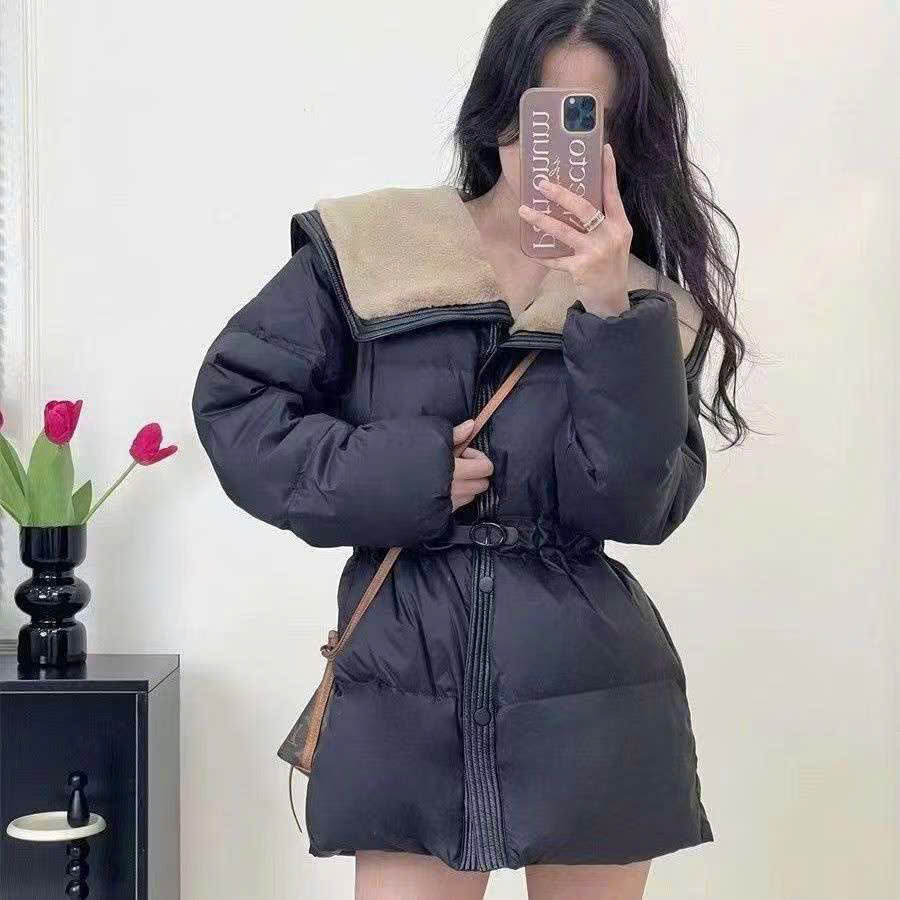 Áo phao cổ lông Đen - V54