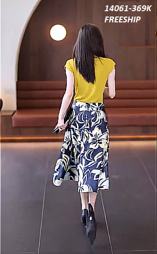 14061-Set áo tay ngắn cổ cao kèm chân váy hoa ( áo thun pc gen, váy lụa in)FREESHIP_thumbnail_1