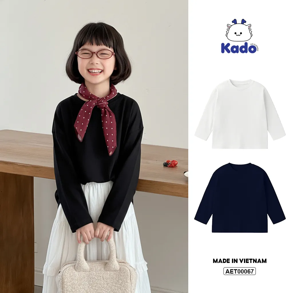 Áo thun kid trơn form rộng Kado vải cotton dày dặn thoáng mát thấm hút tốt cho bé AET00067