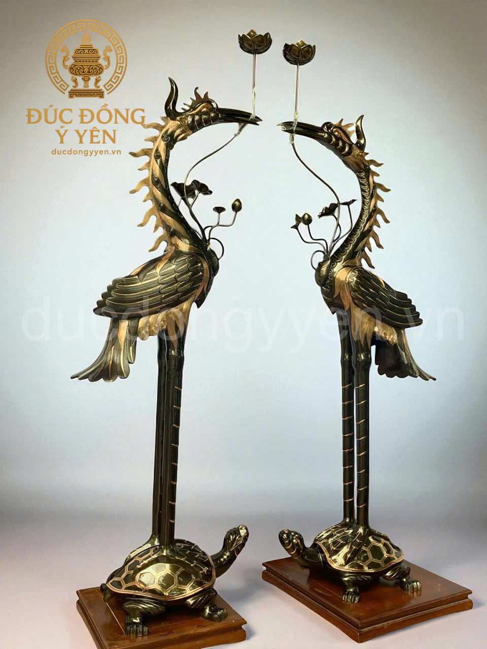 Hạc thờ đúc đồng đỏ phớt cạo màu cao 1m72 cm _thumbnail_1